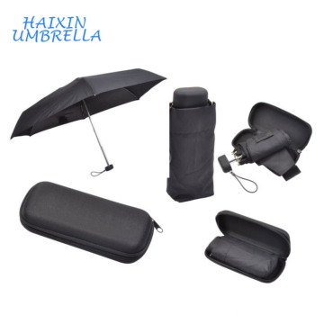 Small Wedding Promotion Logo Gift Items 19 Inches Portable Travel Alluminium Alloy 5 Fold Mini Pocket Umbrella in Plastic Case